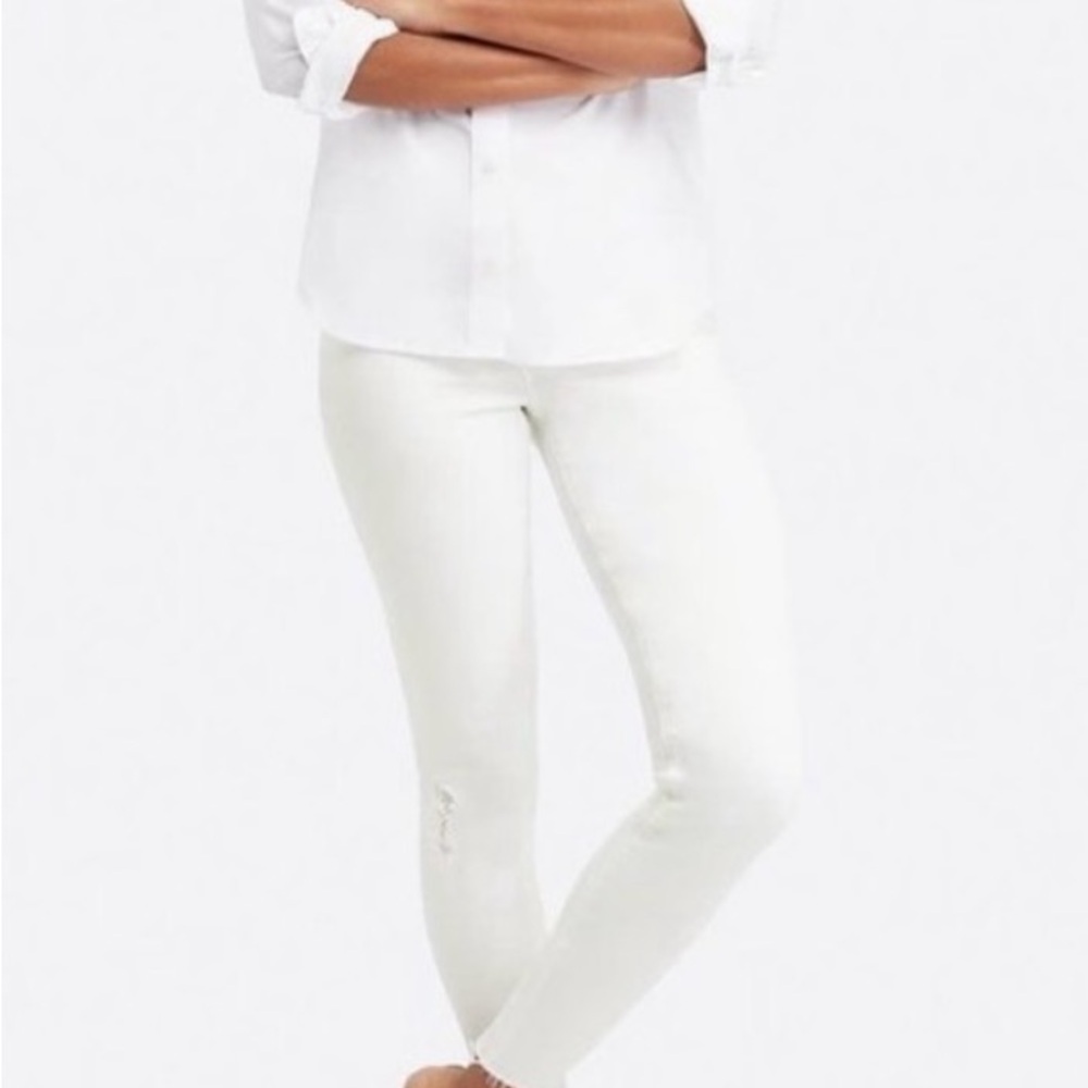 NWT SPANX DISTRESSED SKINNY White JEANS XL 14-16 - Picture 4 of 9